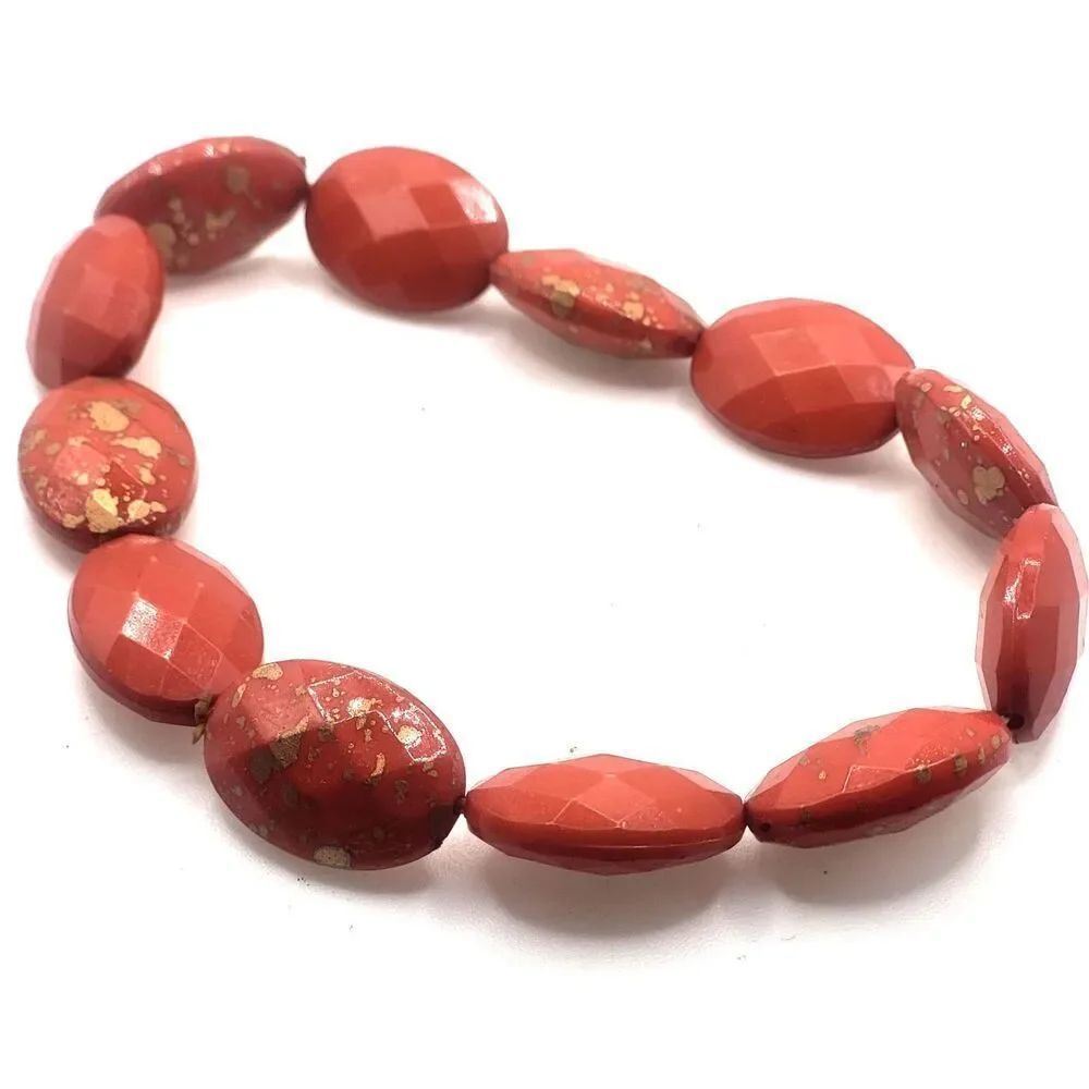 Vintage 60s Faceted Oval Faceted Acrylic Beaded Bracelet 8.5in